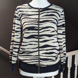 Ann Taylor Zebra Print Zip Cardigan, Size M